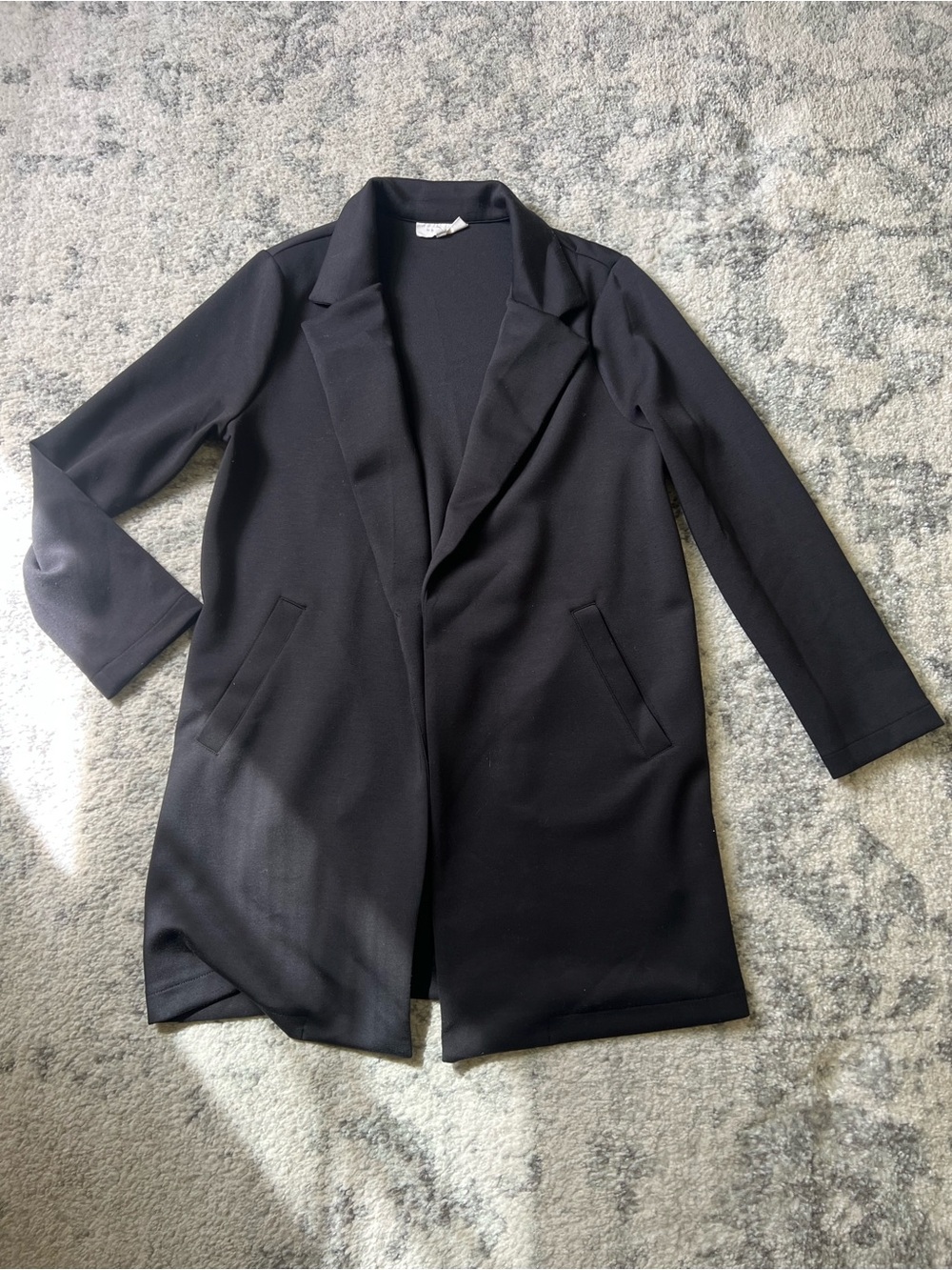 MELLODAY Black Open-Front Long Blazer Jacket
